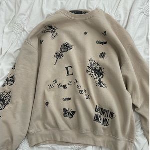 TAN GRAPHIC PRINT SWEATER